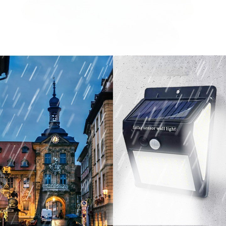 Lampă Solară LED cu Senzor de Mișcare – 64 LED, Fără Cabluri, Montare pe Perete
