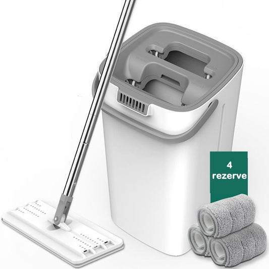 Set mop cu găleată 5.7L și storcător, 4 rezerve microfibră incluse