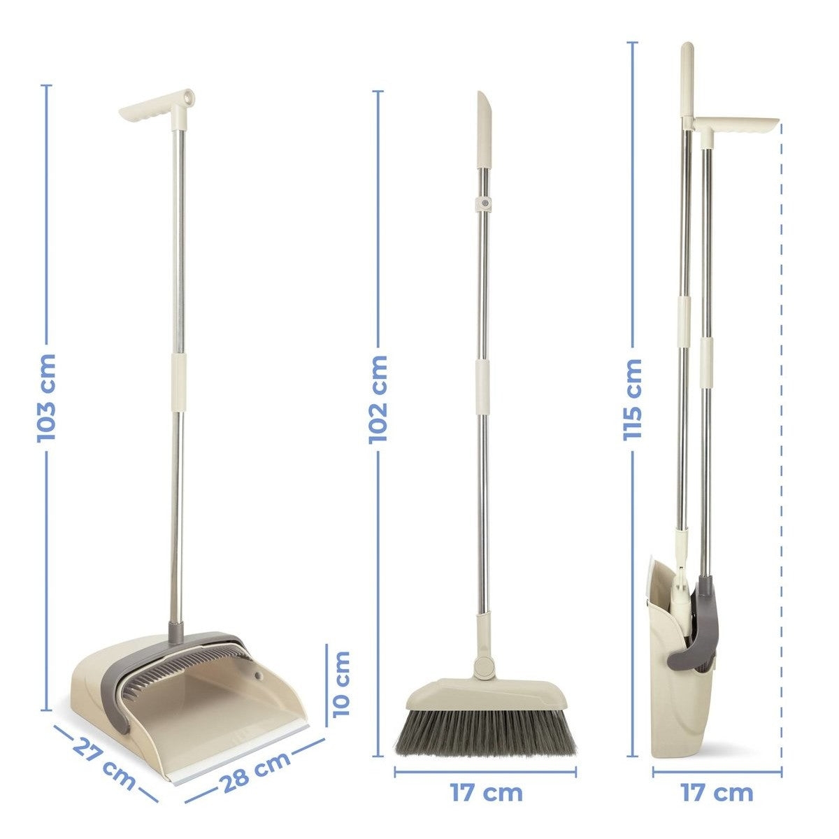 Set Mătură și Făraș cu Coadă – Curățenie Rapidă, Depozitare Verticală, Design 2 în 1
